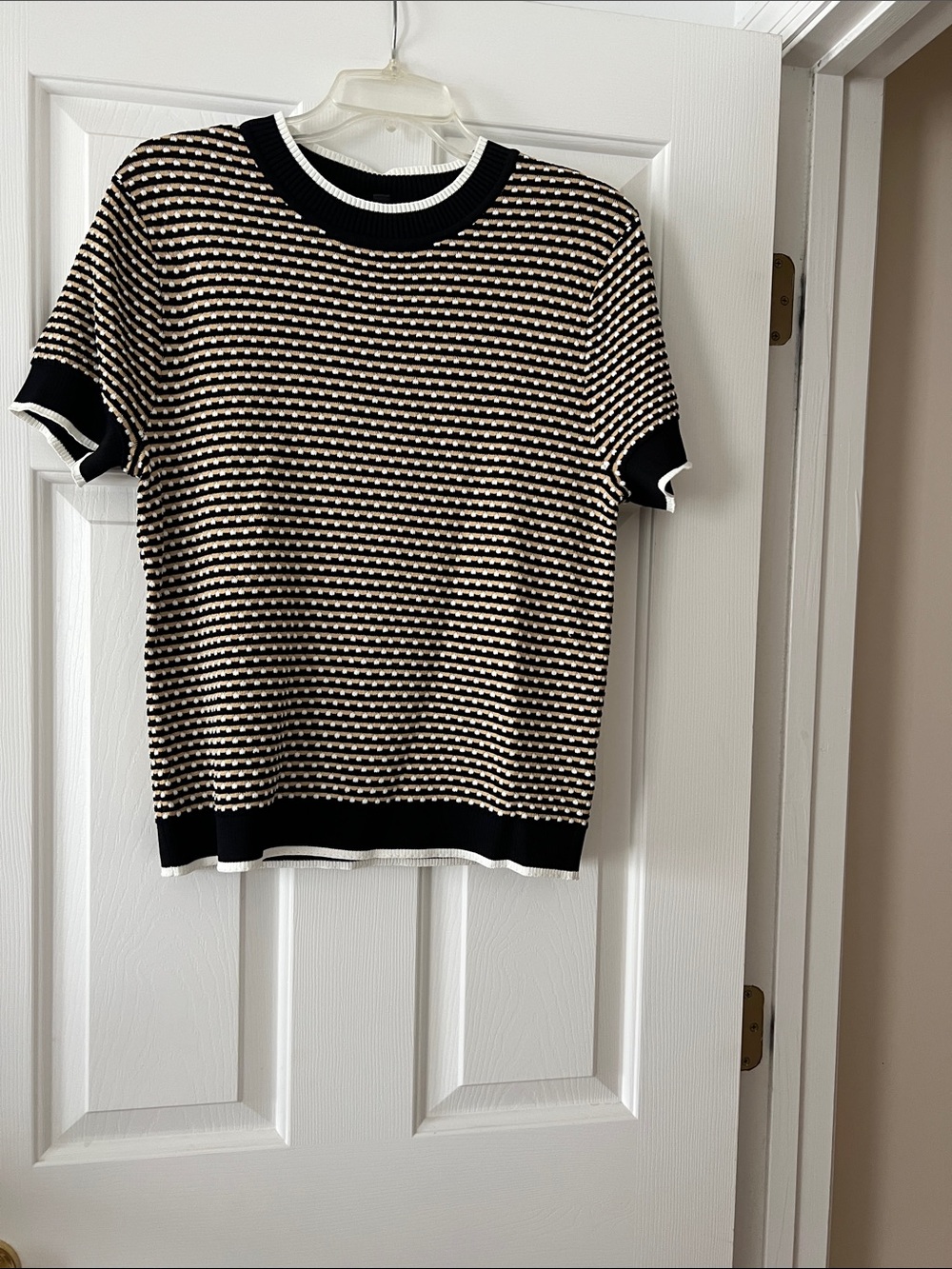 Rafaella Black and White Short-Sleeve Crewneck Knit Sweater set